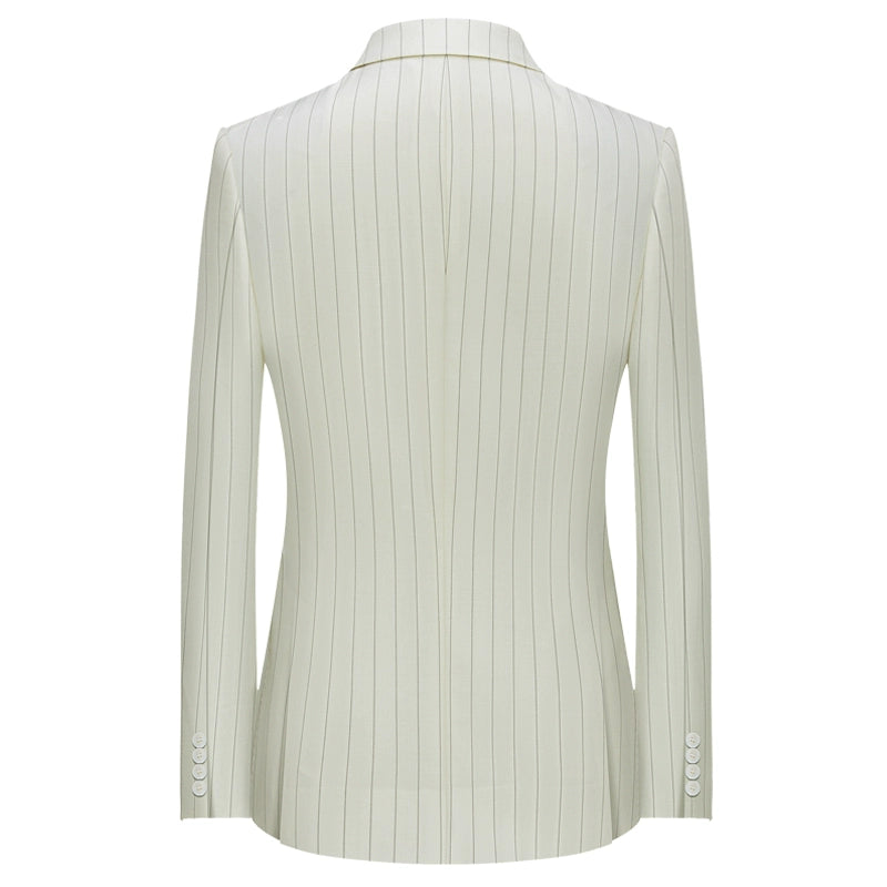 This school white striped suit men's double-breasted barred collar business wool suit jacket handmade suit jacket men