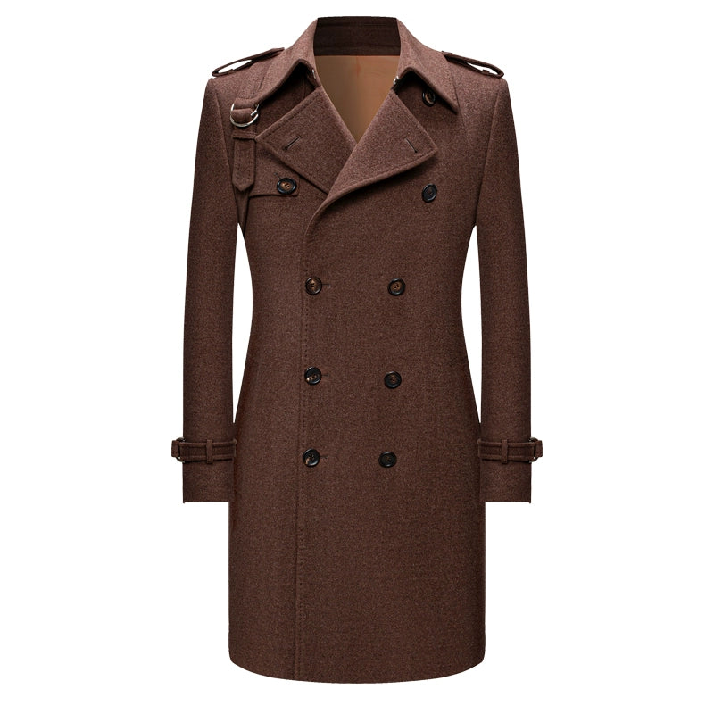 Cashmere coat men's new British style double-breasted belt wool coat woolen coat men's trench coat