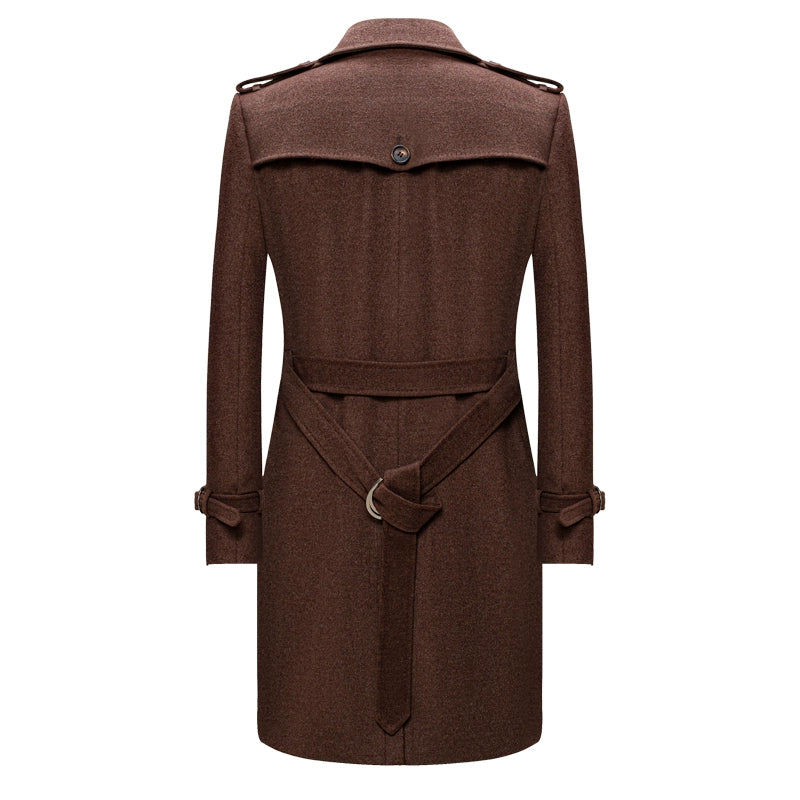 Cashmere coat men's new British style double-breasted belt wool coat woolen coat men's trench coat