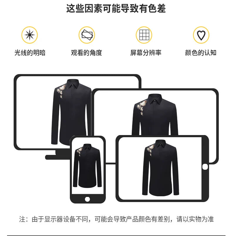 Chinese style personalized embroidered shirt men's new summer pure cotton crane embroidered men's high-end long-sleeved shirt